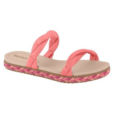Sandalia Plana Mujer Eco Cuero Coral