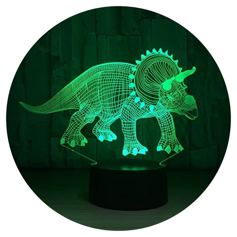 3DILUTION - Lámpara Led 3d Triceratops Base Negra con App