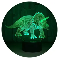 3DILUTION - Lámpara Led 3d Triceratops Base Negra con App