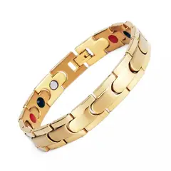 GENERICO - Pulsera terapia magnética titanio dorado