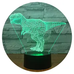 3DILUTION - Lámpara Led 3d Tiranosaurio Base Negra con App