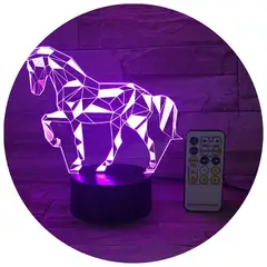 3DILUTION - Lámpara Led 3d Unicornio Arte Base Negra con App