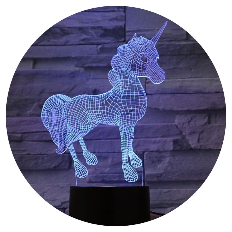3DILUTION - Lámpara Led 3d Unicornio Base Negra con App
