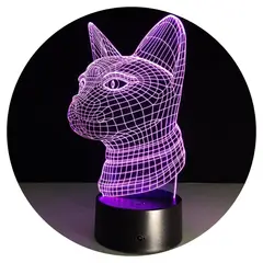 3DILUTION - Lámpara Nocturna 3d Gato Base Negra con App