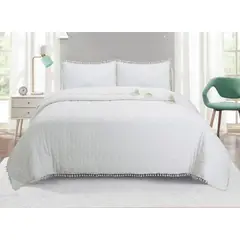 TODOHOGAR SANTIAGO DE CHILE - Cubrecamas Algodón con pomponesTL14 2P crema