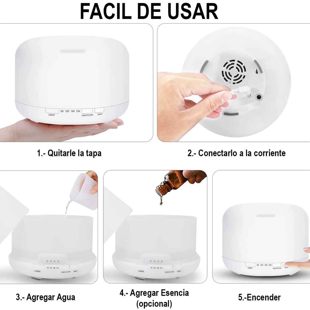 GENERICO - Humidificador Purificador De Aire Lampara Luz Led Colores