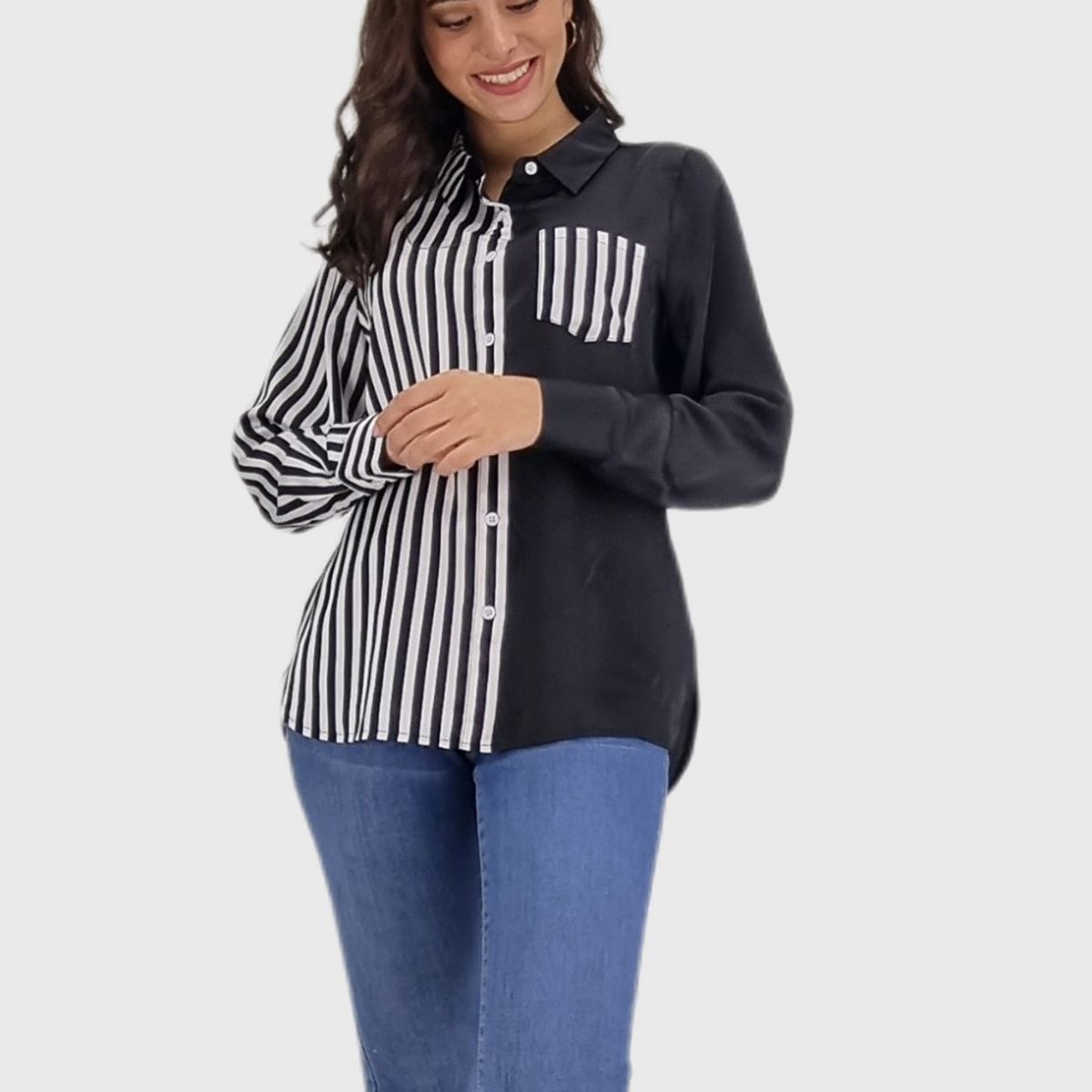 TENTATION - Blusa Rayas Manga Larga