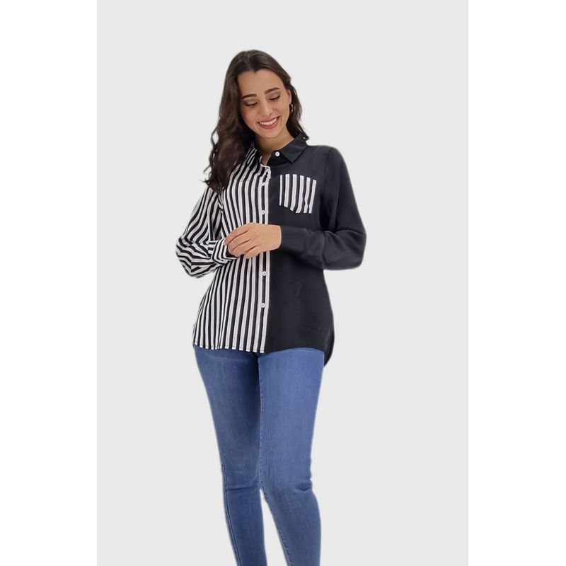 TENTATION - Blusa Rayas Manga Larga