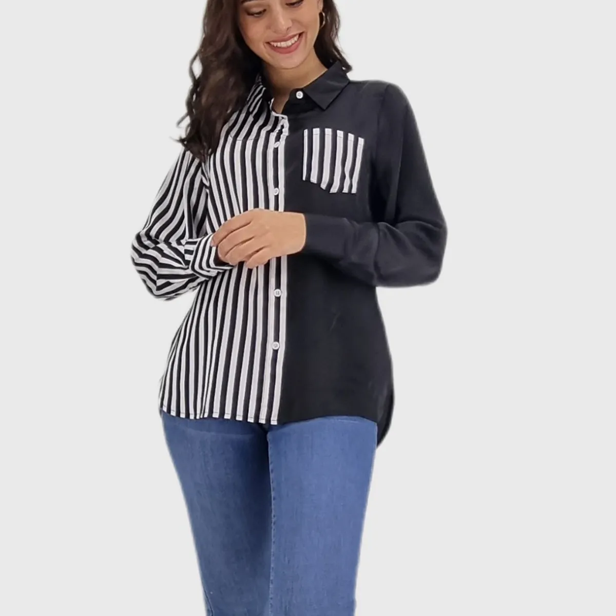 TENTATION - Blusa Rayas Manga Larga