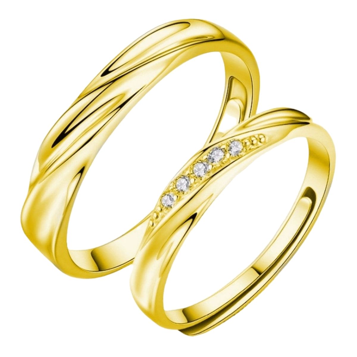 GENERICO - Anillos parejas ajustables amor ilusiones plata 925 baño oro