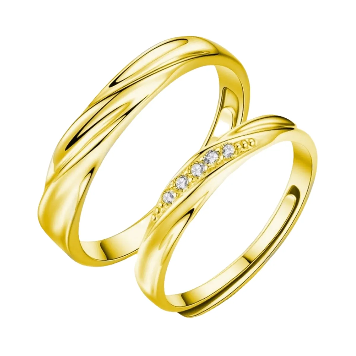 GENERICO - Anillos parejas ajustables amor ilusiones plata 925 baño oro