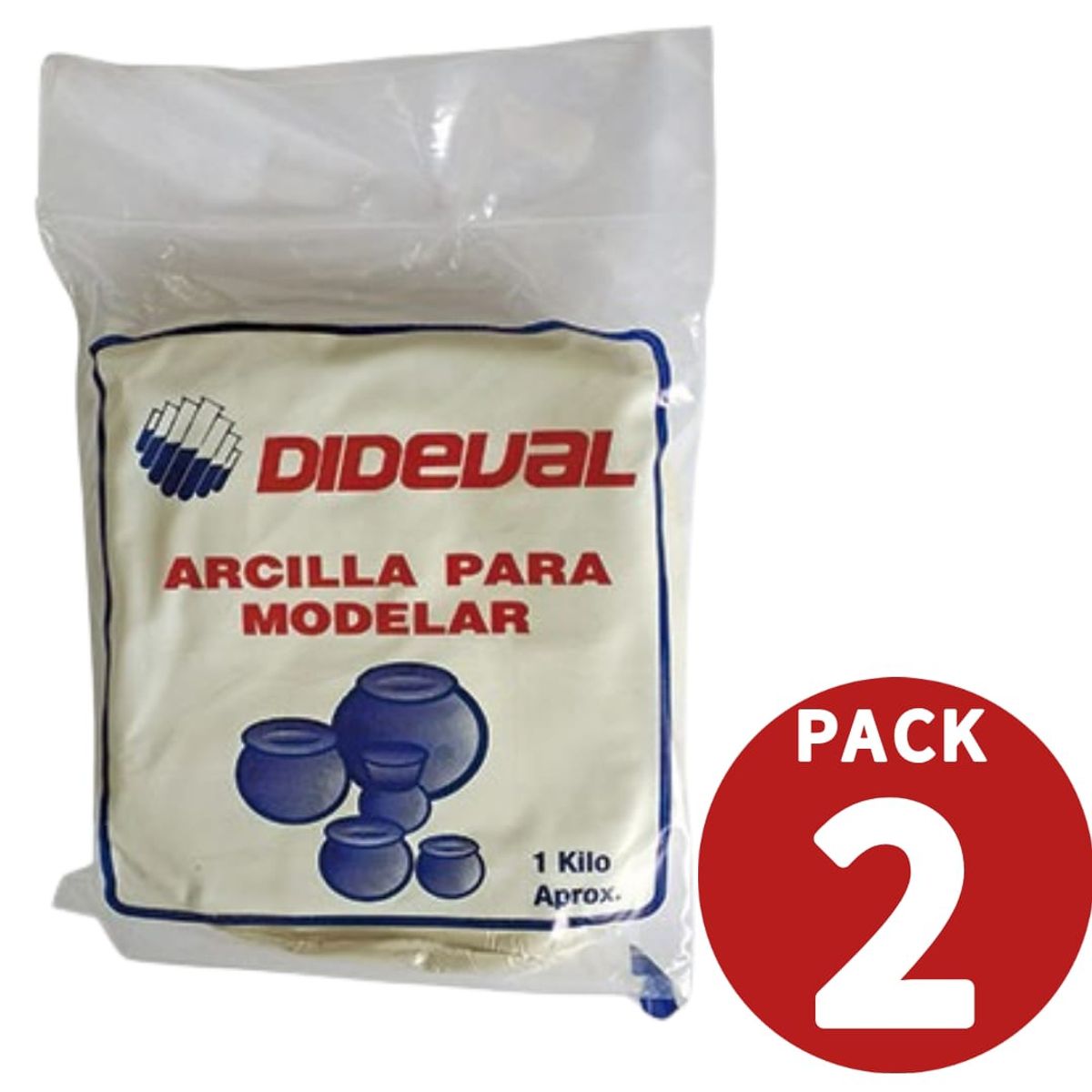 GENERICO - Arcilla Para Moldear Blanca 1 Kg Dideval Pack 2 Unidades
