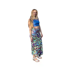 BY MODESTA - Falda Evasé modelo primavera Verano 2023 Color verde y morado