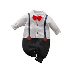 ANGO - Enterito Gentleman Gris Corbatín rojo
