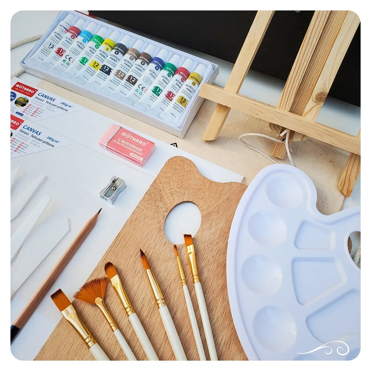 CELEBRA IDEAS - Set de Arte pinturas óleos con Atril Kit de Arte 33 piezas