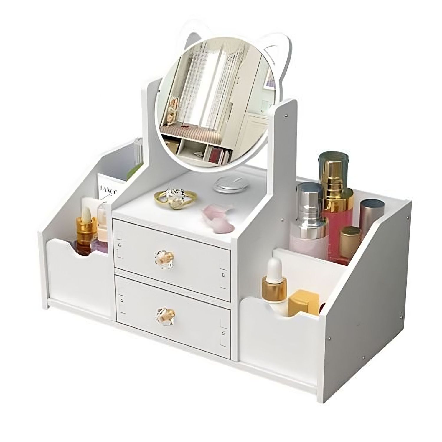 Cajón Con Espejo Y Repisa Organizadora De Joyero Cosméticos Blanco - image 1