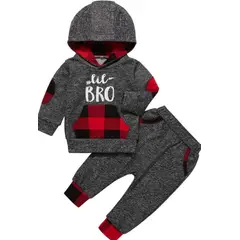 ANGO - Conjunto Bebé Poleron Pantalón Rojo Cuadrille Rojo