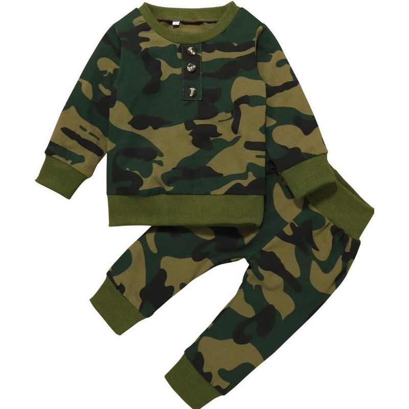 ANGO - Conjunto Bebé Poleron Pantalón Camuflaje Botones