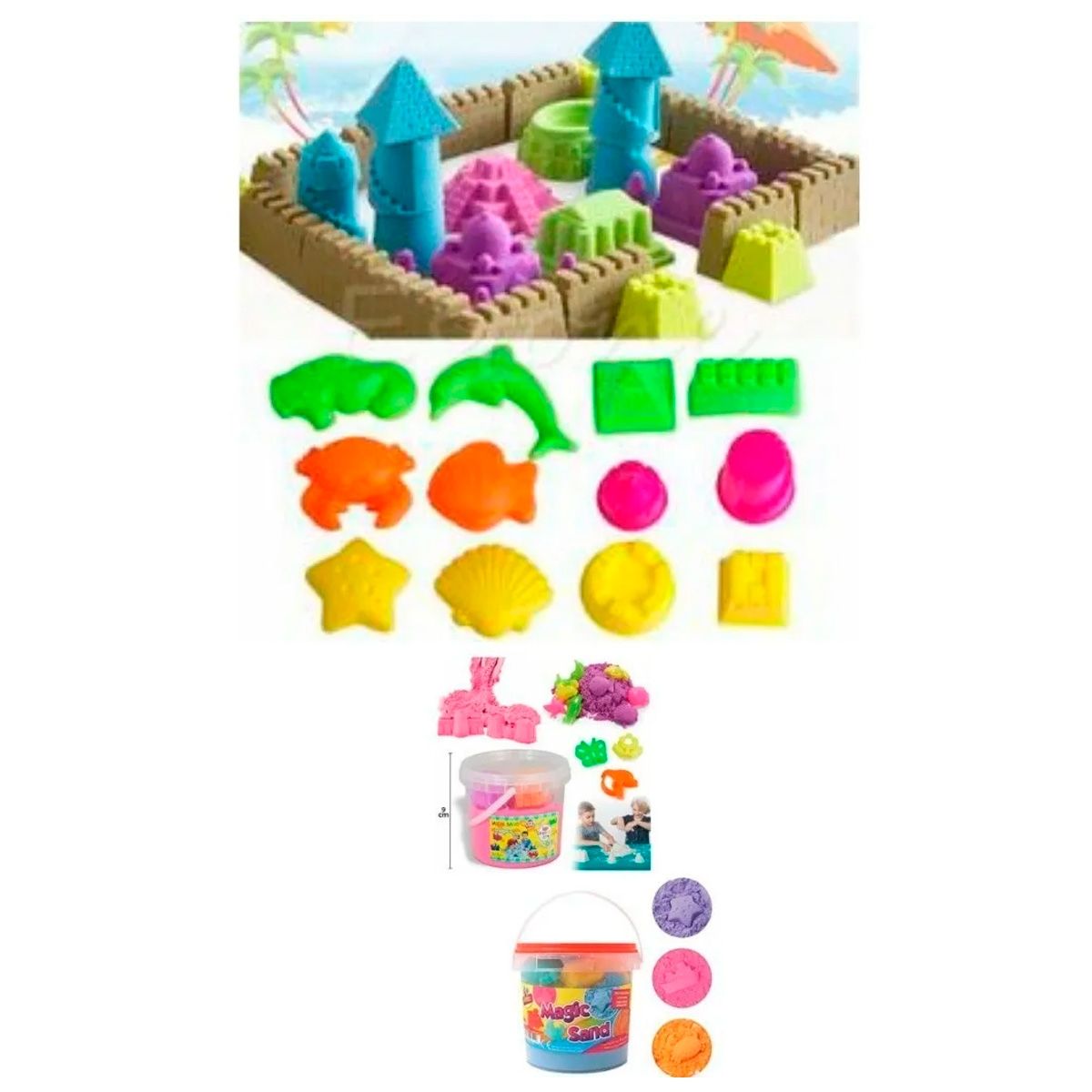 GENERICO - Pack 2 Arena Mágica Kinética Didáctico Niños + Moldes