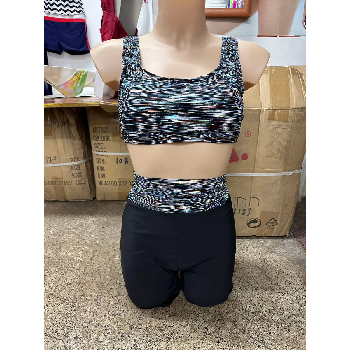 SHANDIAN - Traje de baño Tankini de dos piezas para mujer