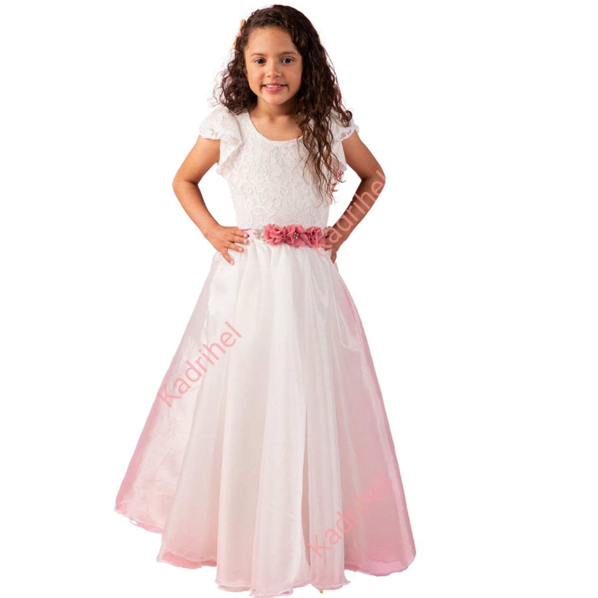 GENERICO - VESTIDO LARGO DE NIÑA IDEAL PARA BAUTIZO COMUNION MATRIMONIO BODA