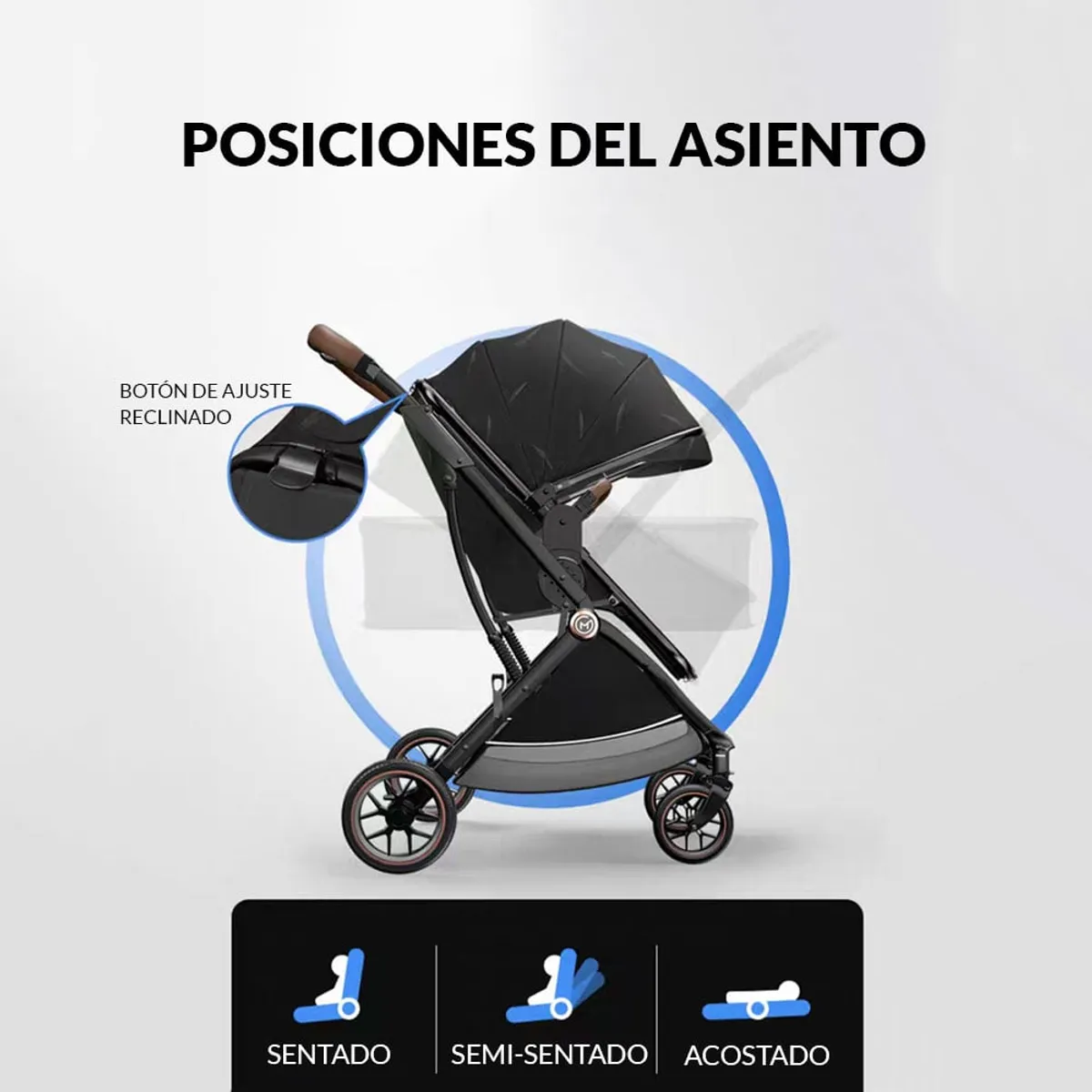 BABYMINE - Coche de Bebé Travel System E-Crib Negro