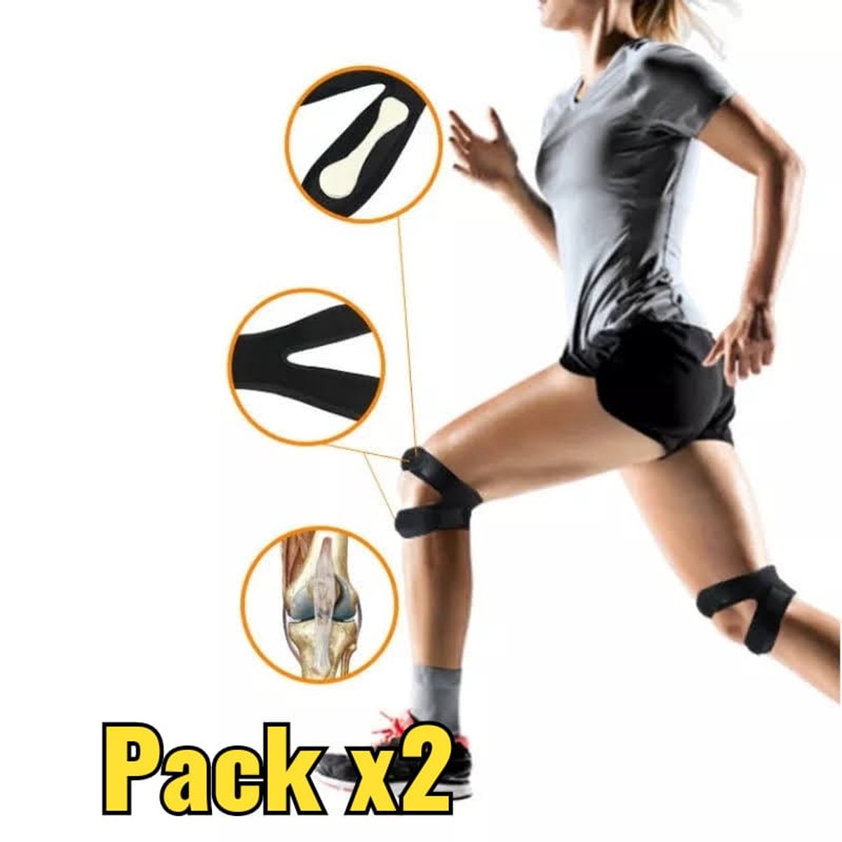 GENERICO - Pack x2 Menisquera Doble Soporte Rodilla