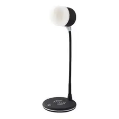 GENERICO - Lámpara Escritorio Parlante Bluetooth Cargador Inalambrico 251006 Ngro