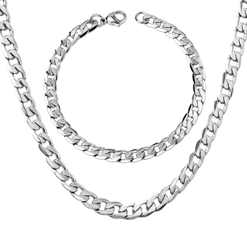 GENERICO - Cadena 60CM  Pulsera Hombre 22CM Acero Quirúrgico 6MM