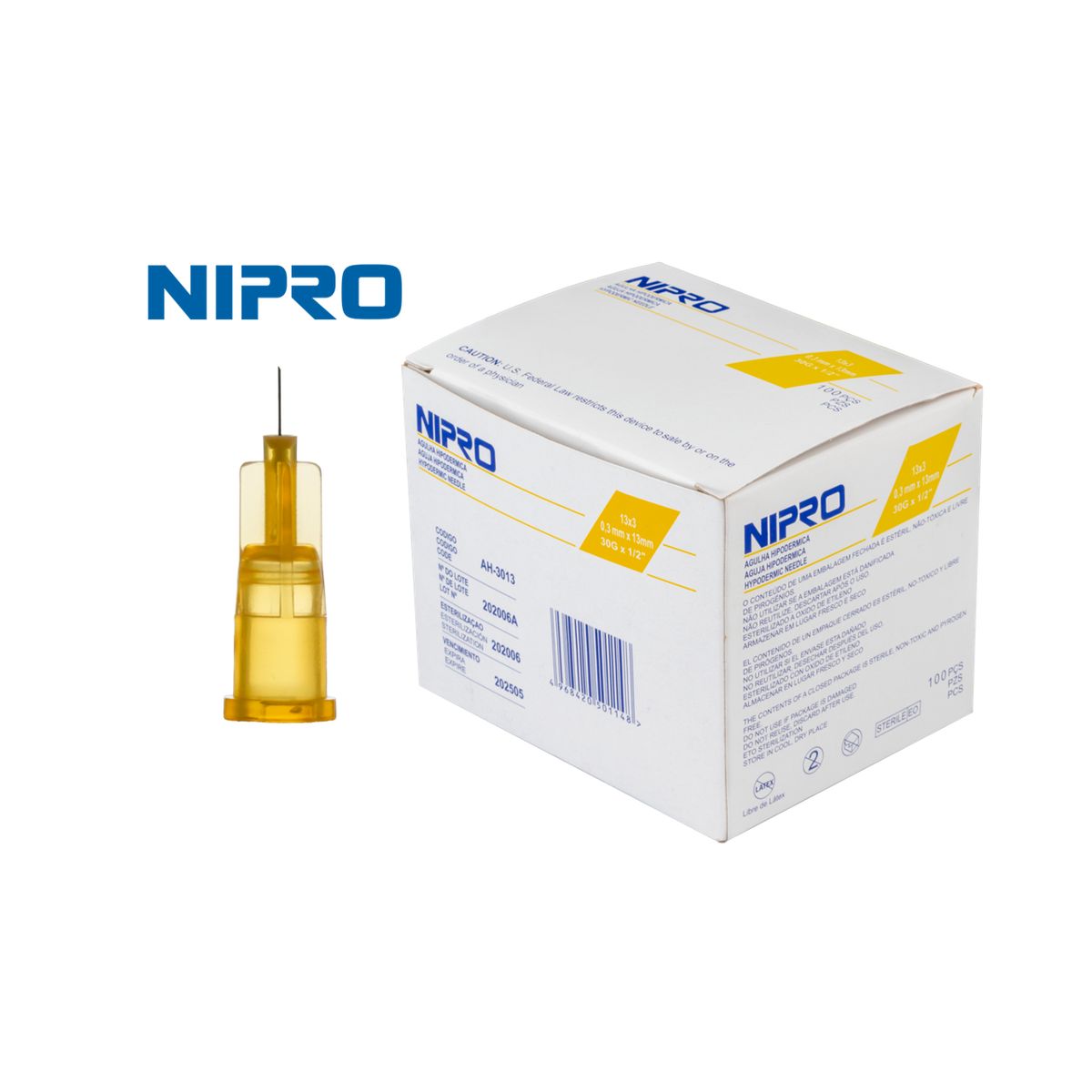 NIPRO - Aguja Hipodérmica 30G* 13MM NIPRO * 100 Unidades