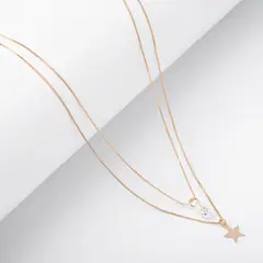 BY LAS CAYETANAS - Collar doble con Estrellas para mujer bañado en Oro 18k
