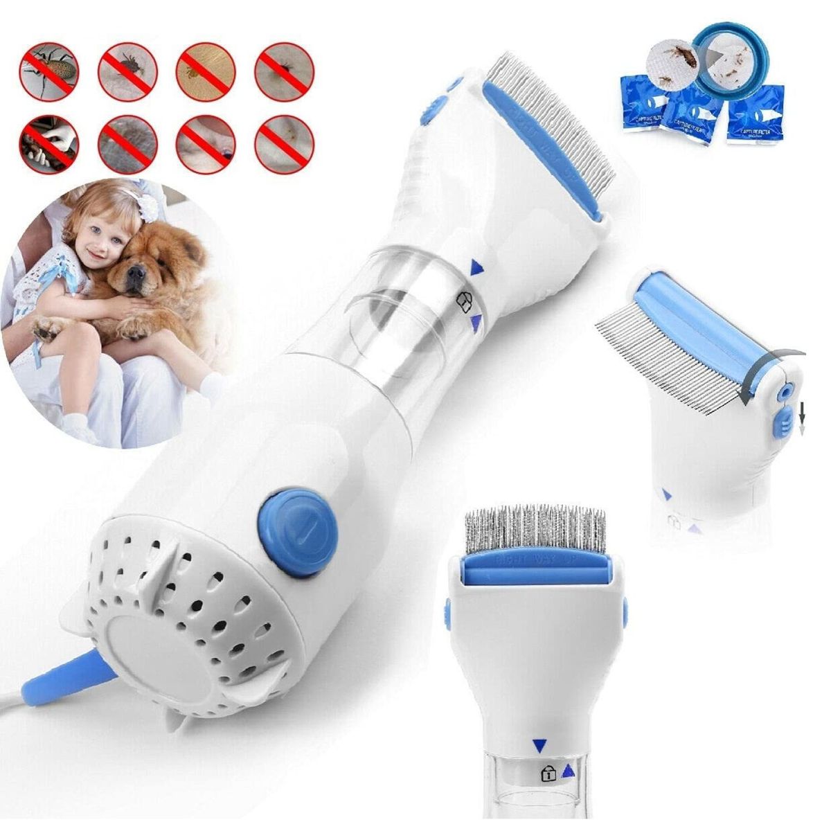 GENERICO - Cepillo Para El Cabello Saca Piojos Aspiradora