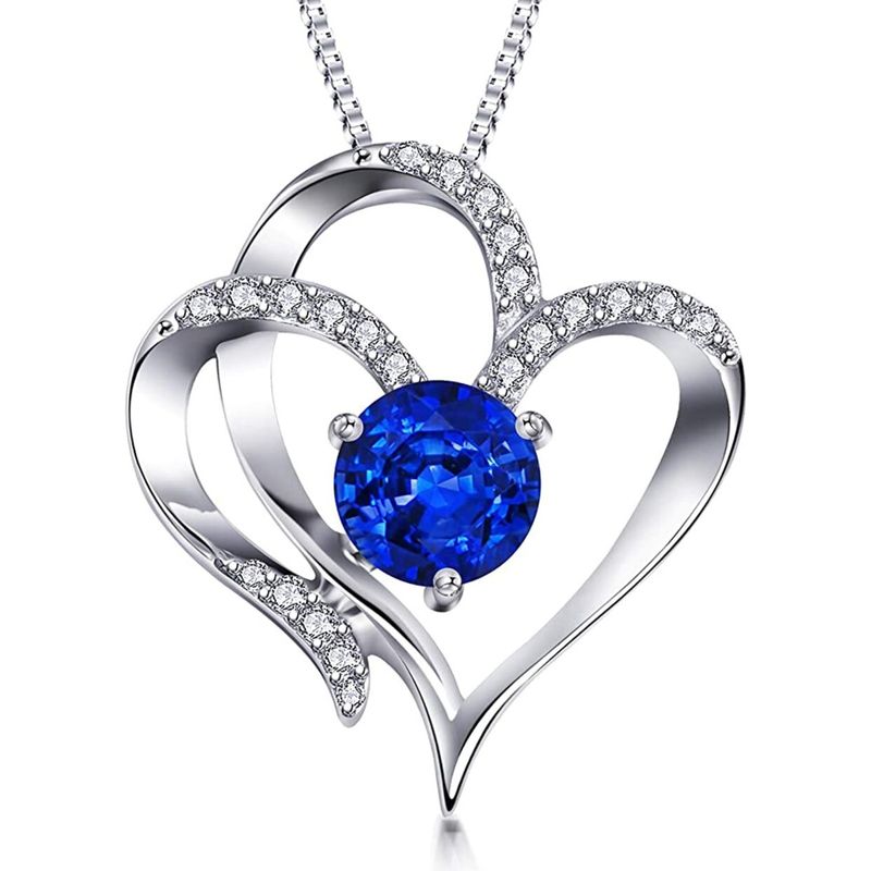 GENERICO - Collar plata 925 corazon zafiro mujer regalo joya