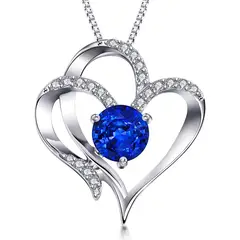 GENERICO - Collar plata 925 corazon zafiro mujer regalo joya
