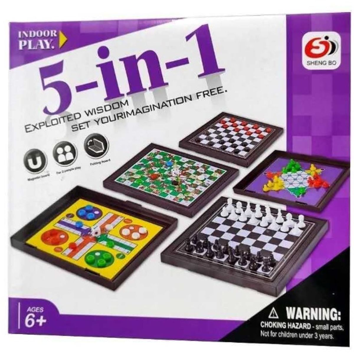 GENERICO - Juego magnético 5 en 1 Ludo Damas Ajedrez en otros