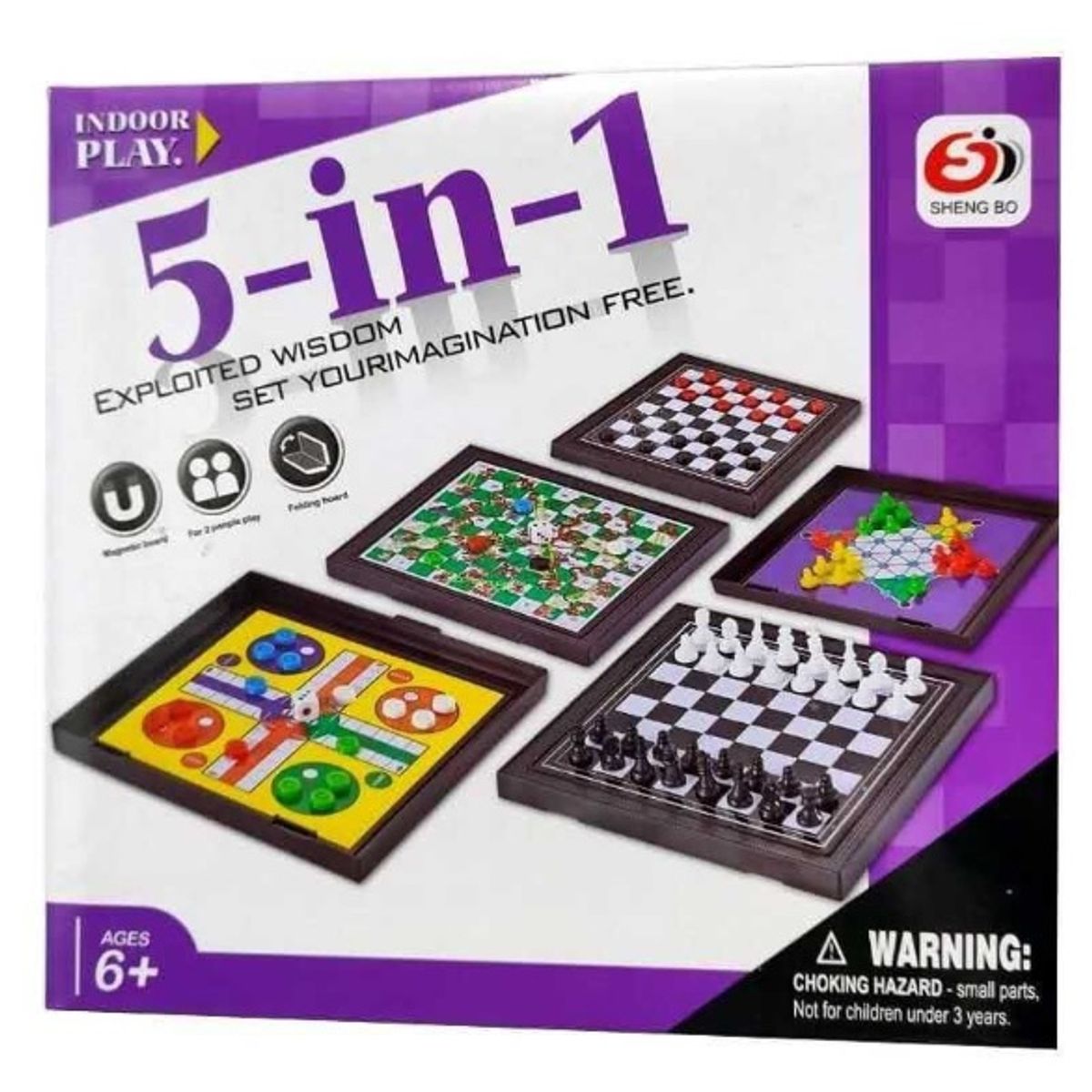 GENERICO - Juego magnético 5 en 1 Ludo Damas Ajedrez en otros