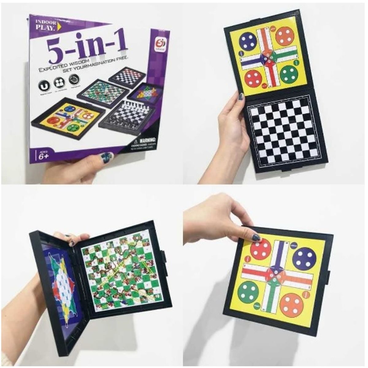 GENERICO - Juego magnético 5 en 1 Ludo Damas Ajedrez en otros