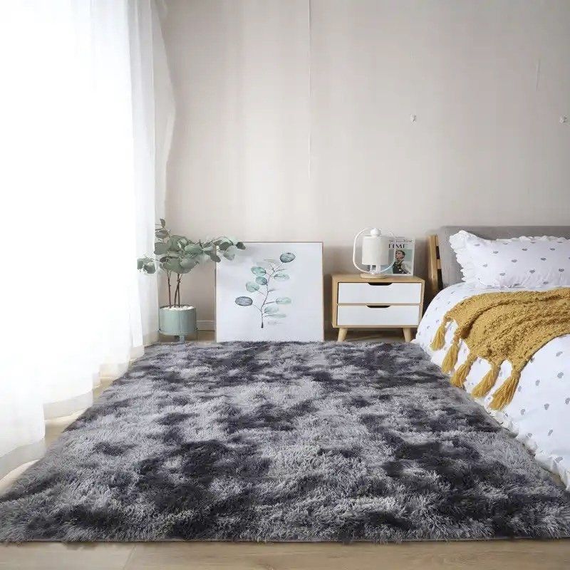 GENERICO - Alfombra Peludas Tipo Shaggy 200Cm X 300Cm Gris Jaspeado