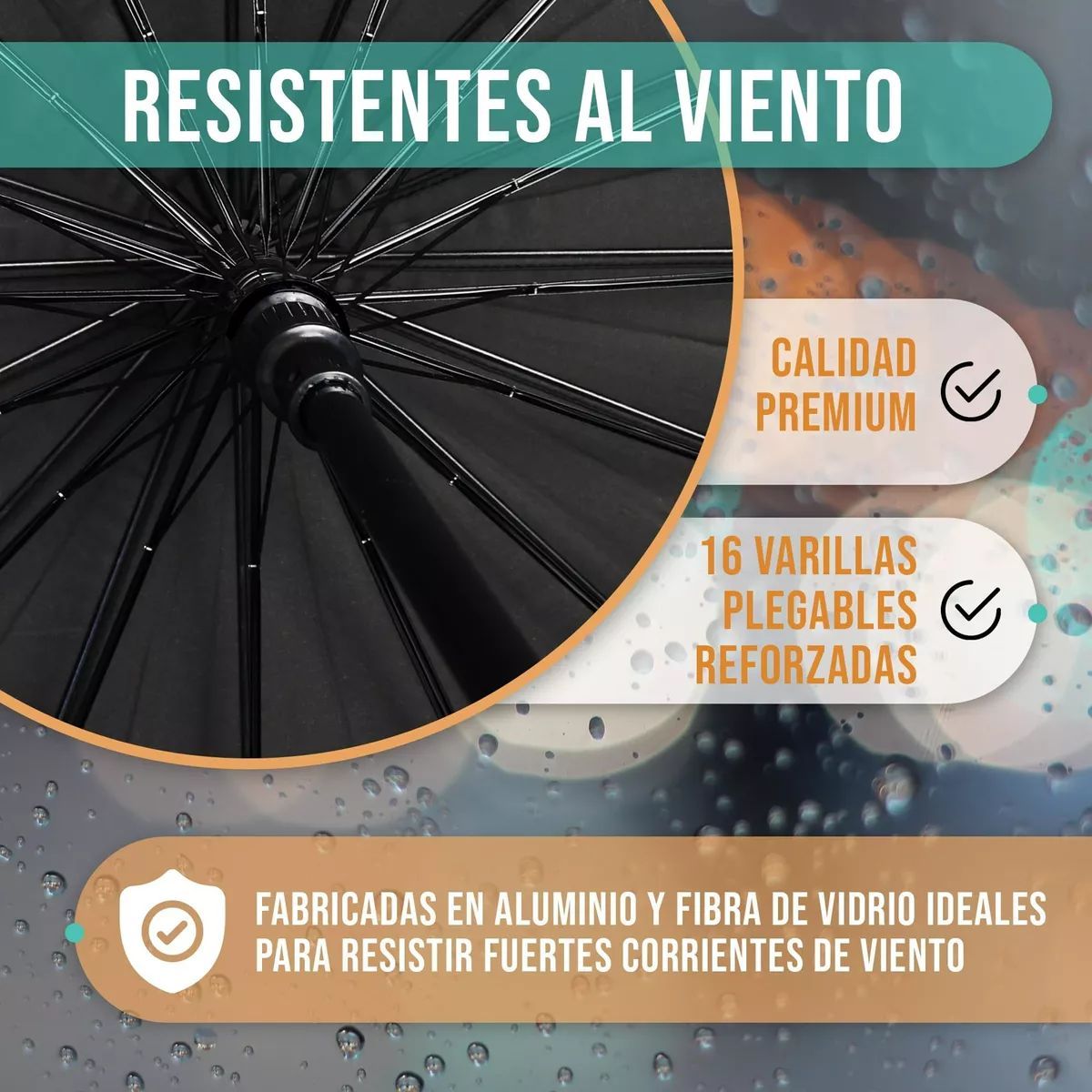 KUANGYE - Paraguas Grande Antiviento Para Hombre Y Mujer 16 Varillas