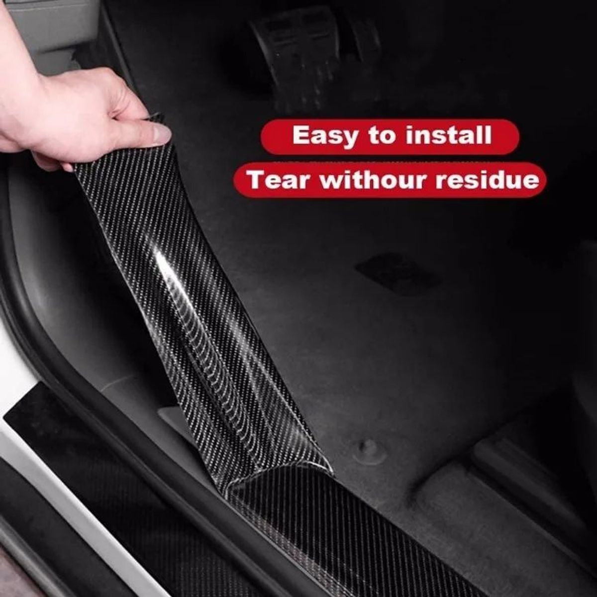 KUANGYE - Cinta Fibra De Carbono Parachoques Pisadera Adhesiva 7cm3m