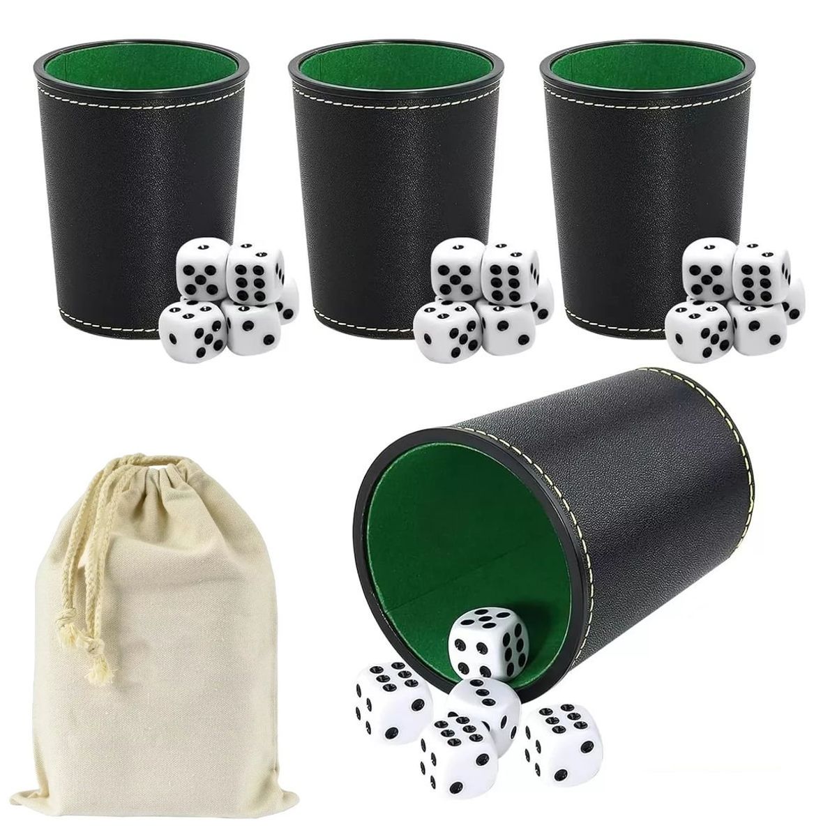 KUANGYE - Juego De 4 Cachos Eco Cuero Negro