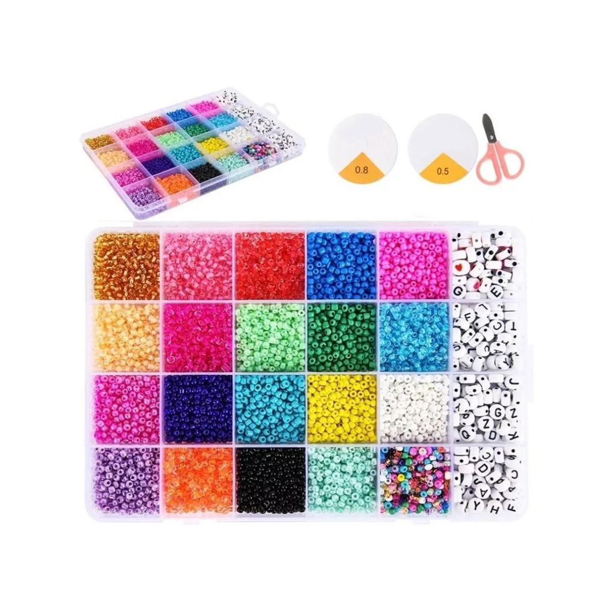 KUANGYE - Set Manualidades Mostacillas 20 Colores + Accesorios