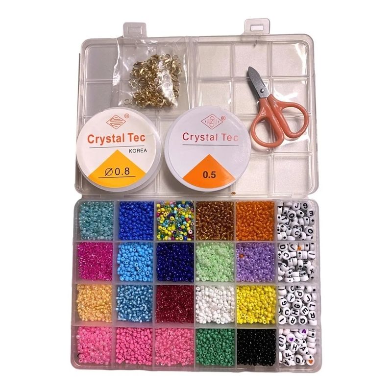 KUANGYE - Set Manualidades Mostacillas 20 Colores + Accesorios