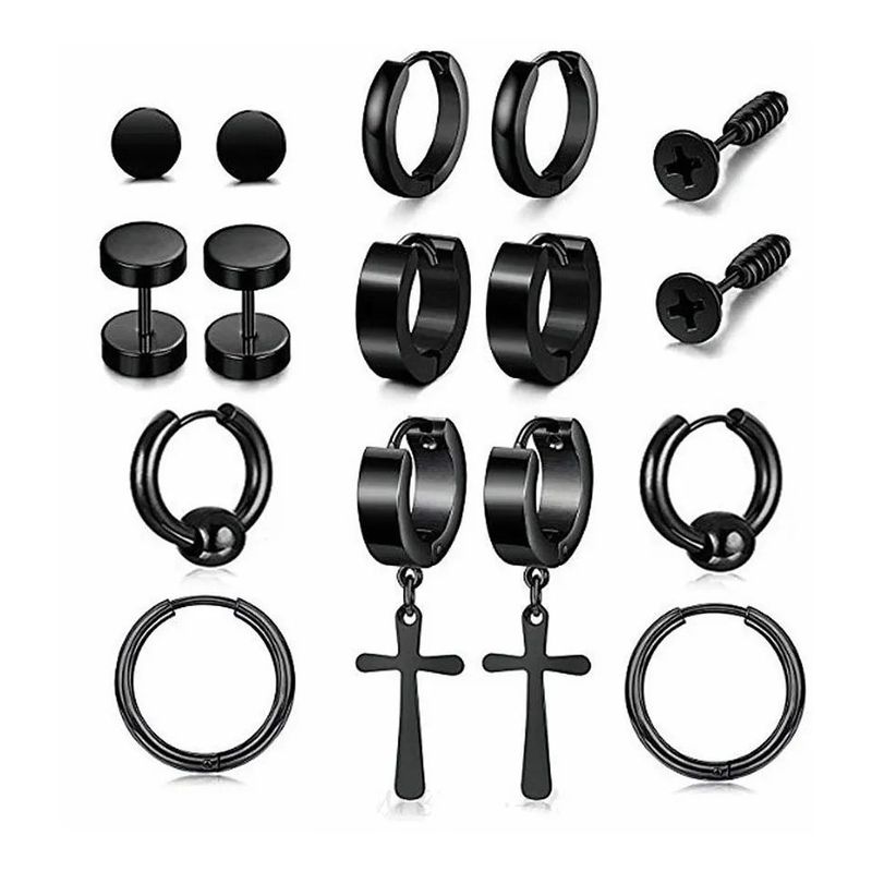 KUANGYE - Pack 8 Pares Aretes Hombre Con Piercing, Arracadas Hombre
