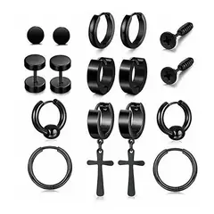 KUANGYE - Pack 8 Pares Aretes Hombre Con Piercing, Arracadas Hombre