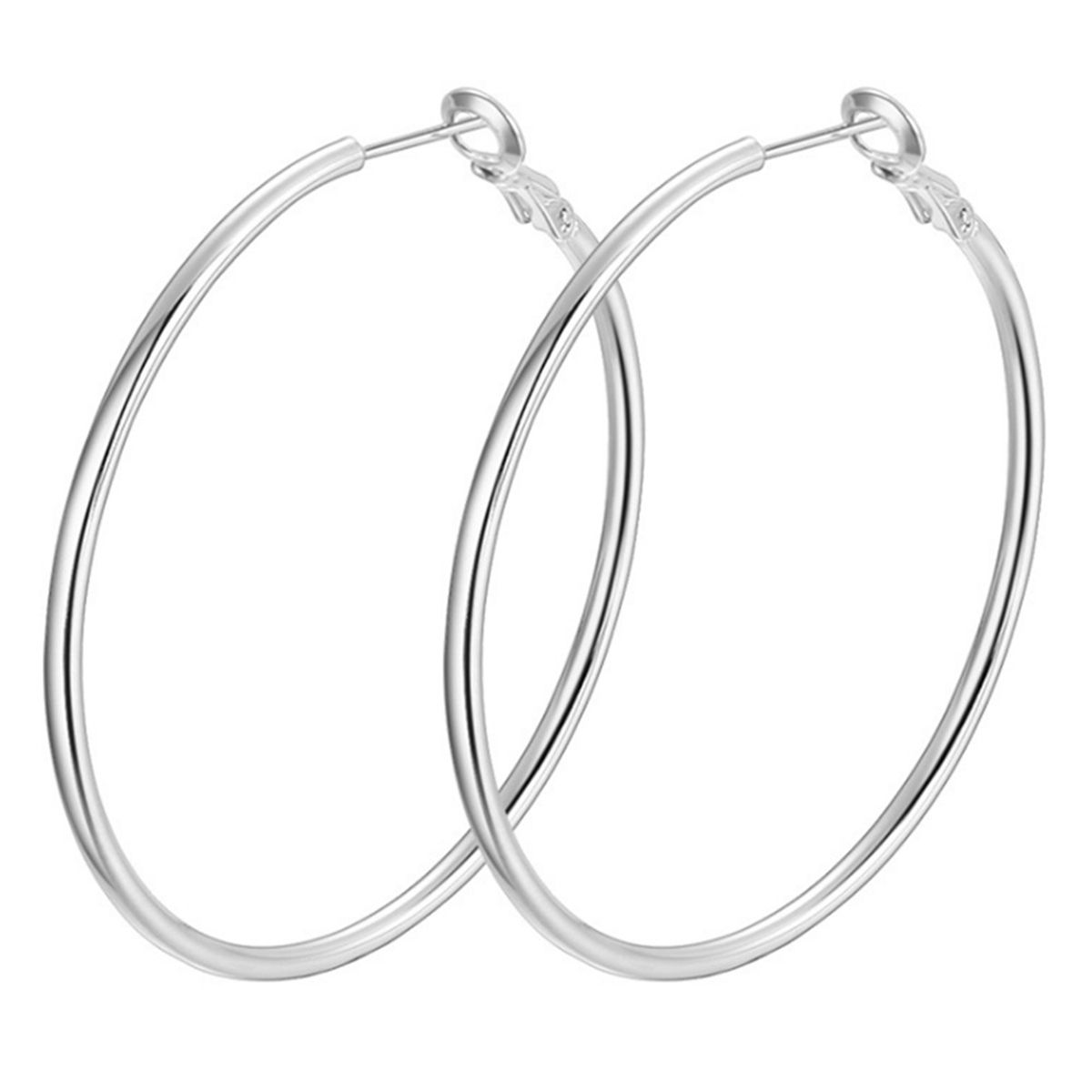 KUANGYE - Aros Argolla Bañado en plata Pendientes De Aro 50 Mm