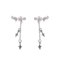 Aros De Flor Cerezo Bañado en plata Rosada Flores Mujer Colgante