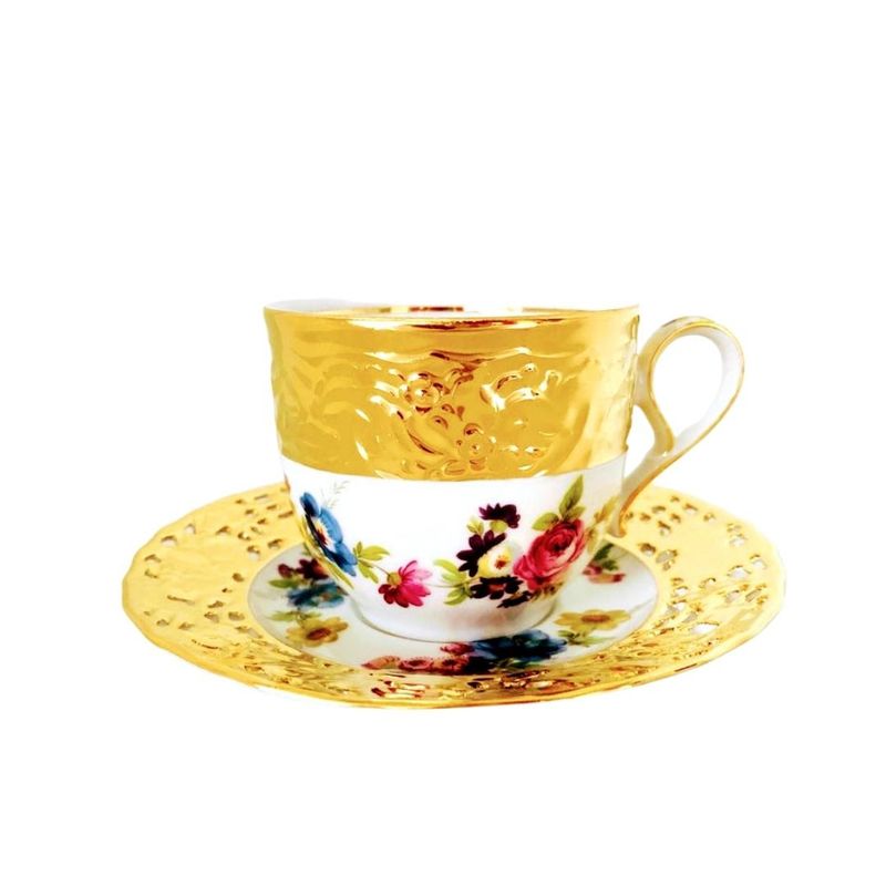 GENERICO - Taza de café Clara Summer Flowers 24 quilates Gloria Bavaria
