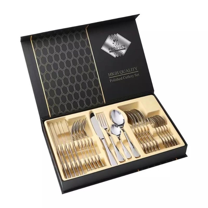 GENERICO - Juego de Cubiertos Acero Inoxidable 24pza plateado elegante y moderno