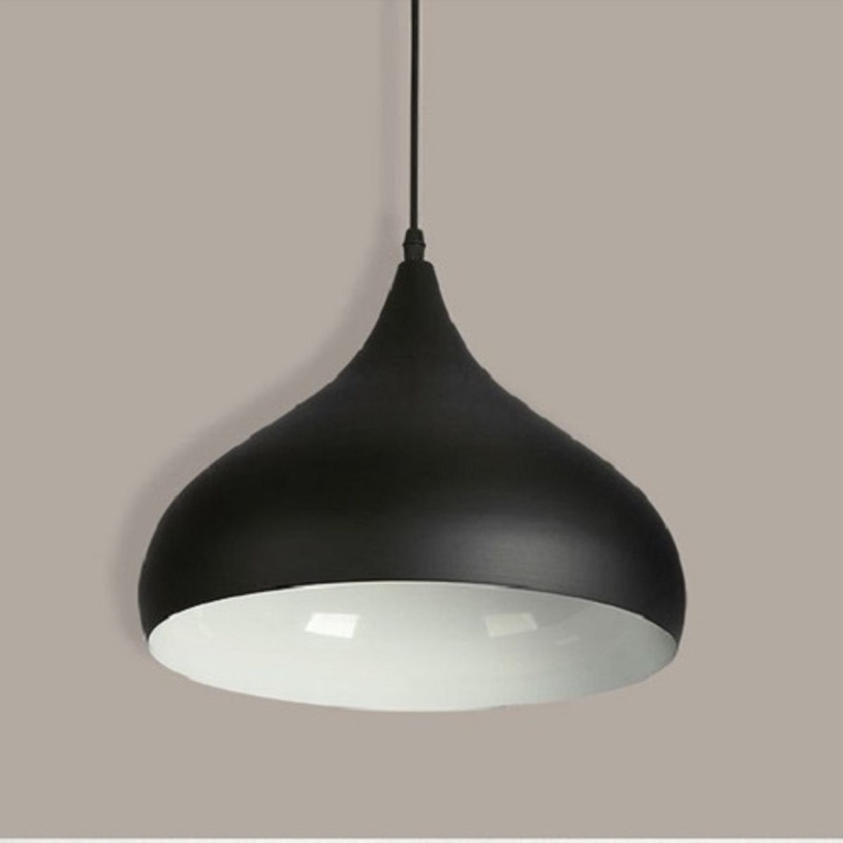 GENERICO - Lampara Techo Campana 30cm Diametro Negra Interior Blanco